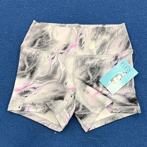 Fleo Women's Athletic Shorts - Pink and Gray Swirl